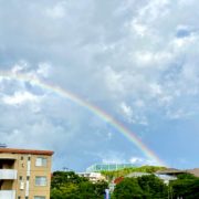 福岡市東区　養生作業（その前に綺麗な虹が）